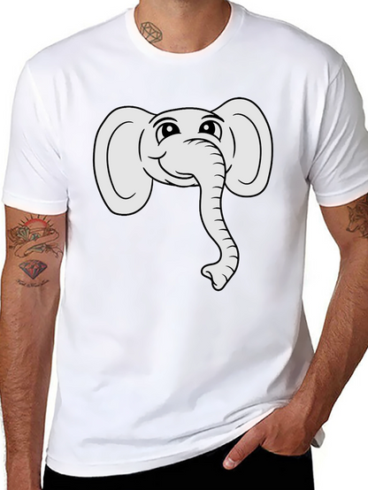 Cute Elephant Graphic Tee - Black Cotton T-Shirt