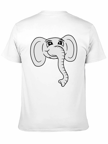 Cute Elephant Graphic Tee - Black Cotton T-Shirt
