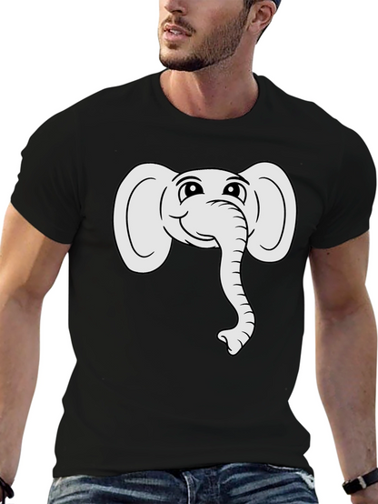 Cute Elephant Graphic Tee - Black Cotton T-Shirt