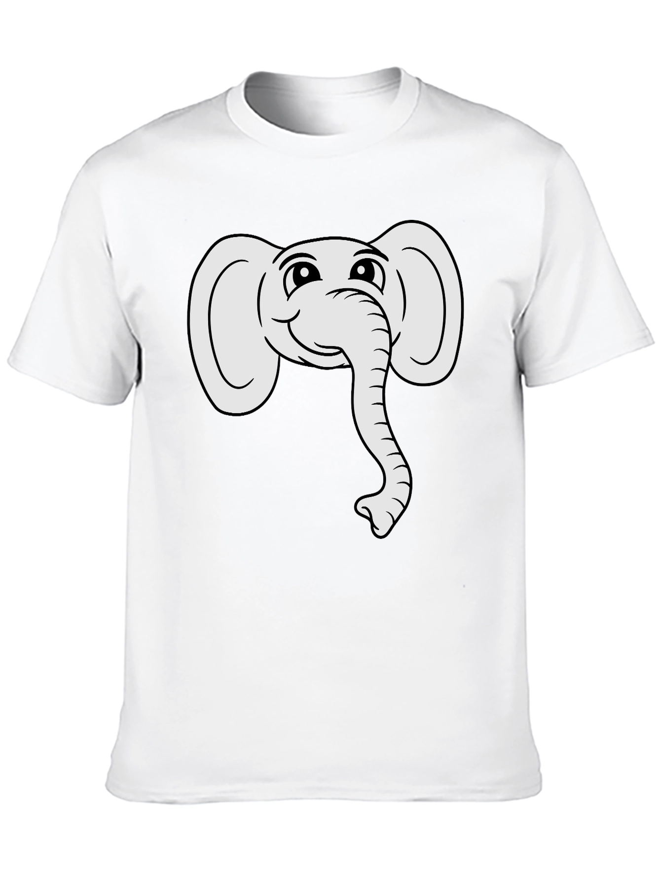 Cute Elephant Graphic Tee - Black Cotton T-Shirt
