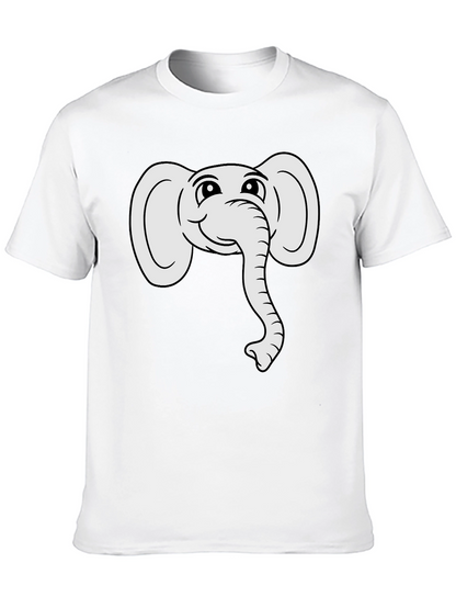 Cute Elephant Graphic Tee - Black Cotton T-Shirt