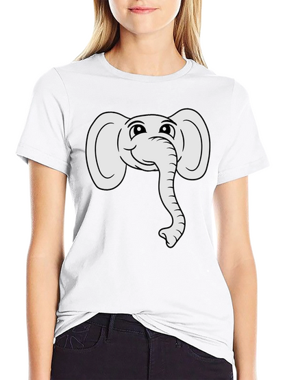 Cute Elephant Graphic Tee - Black Cotton T-Shirt