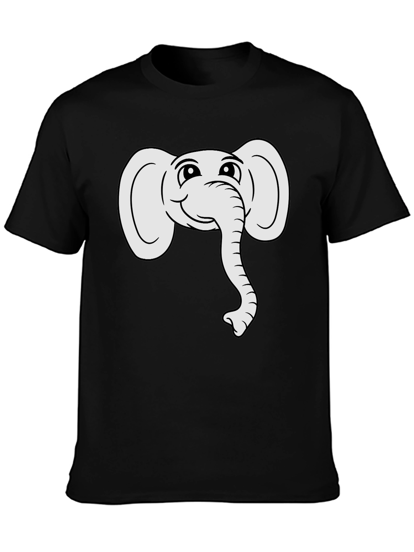 Cute Elephant Graphic Tee - Black Cotton T-Shirt