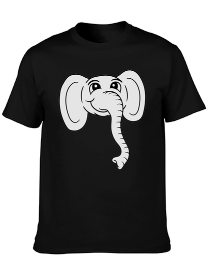 Cute Elephant Graphic Tee - Black Cotton T-Shirt