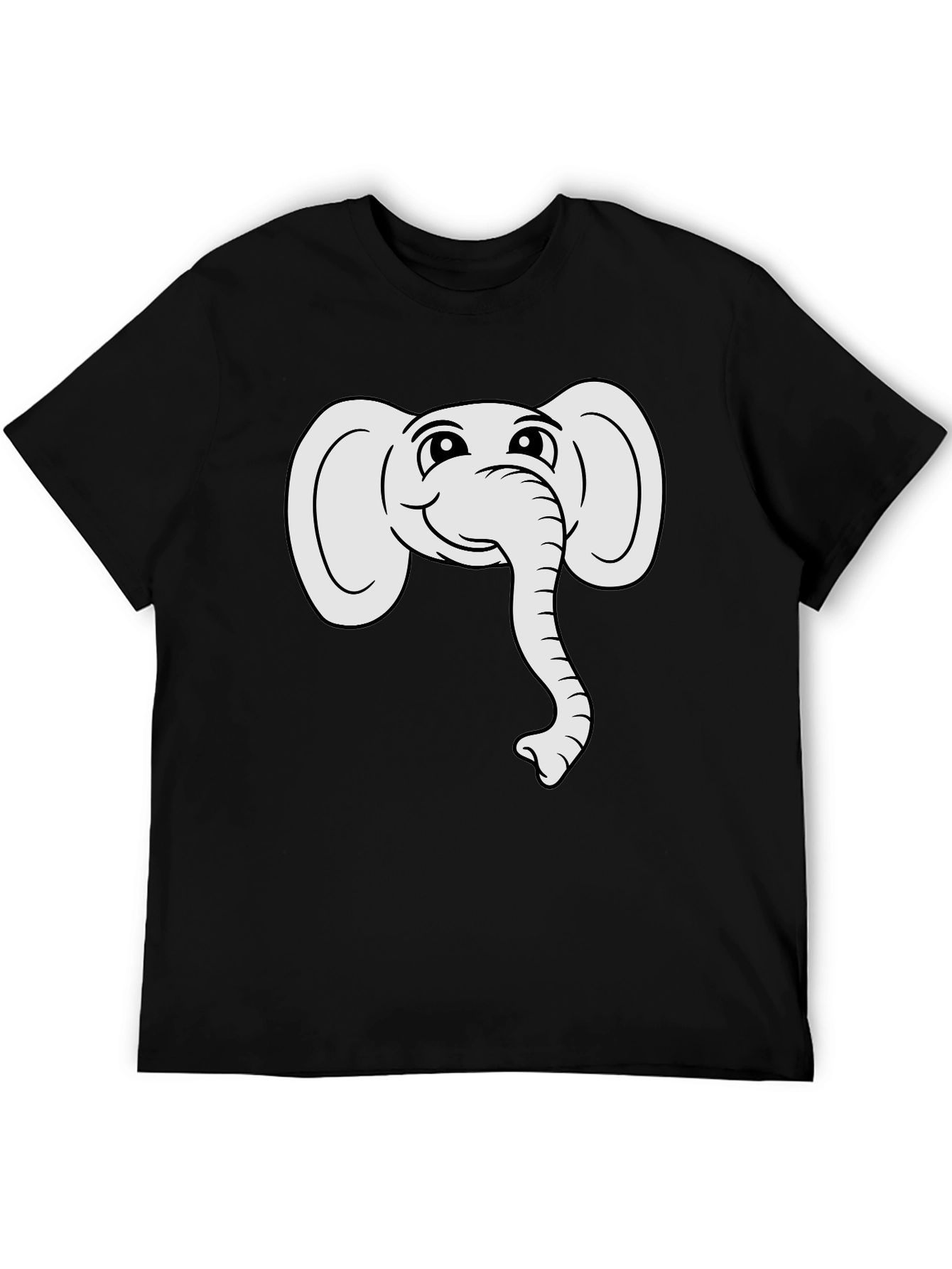 Cute Elephant Graphic Tee - Black Cotton T-Shirt