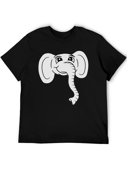 Cute Elephant Graphic Tee - Black Cotton T-Shirt