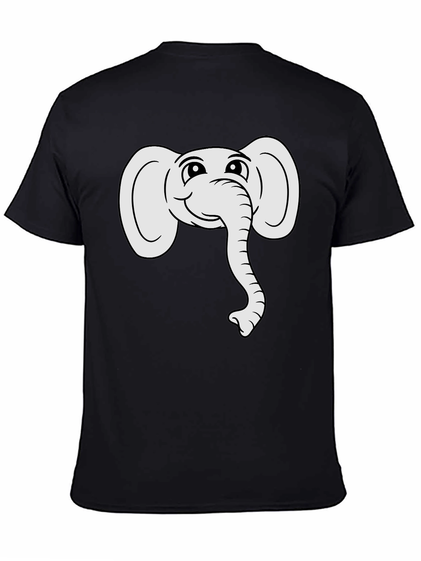 Cute Elephant Graphic Tee - Black Cotton T-Shirt