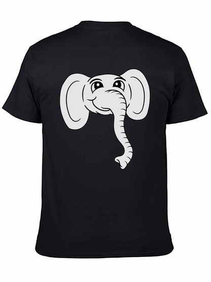 Cute Elephant Graphic Tee - Black Cotton T-Shirt