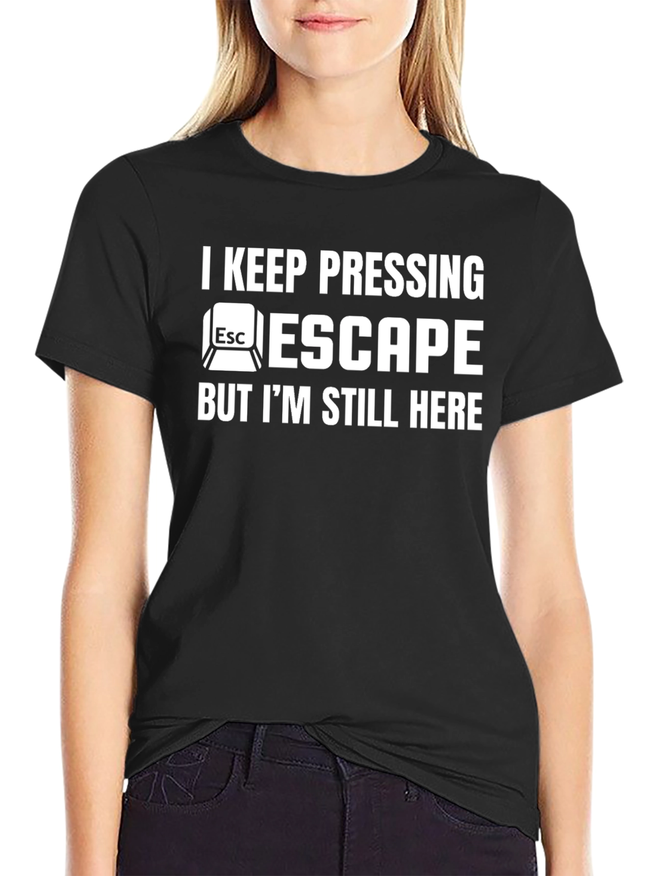 I Keep Pressing Escape Mens Black T-Shirt