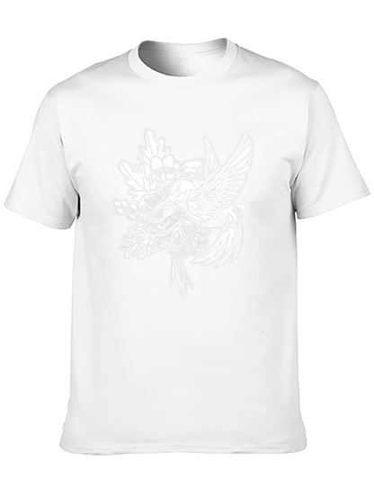 Hummingbird Floral Graphic Tee - Black Cotton