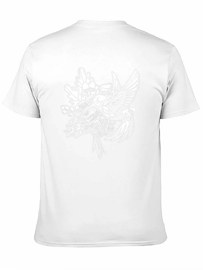 Hummingbird Floral Graphic Tee - Black Cotton