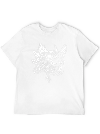 Hummingbird Floral Graphic Tee - Black Cotton