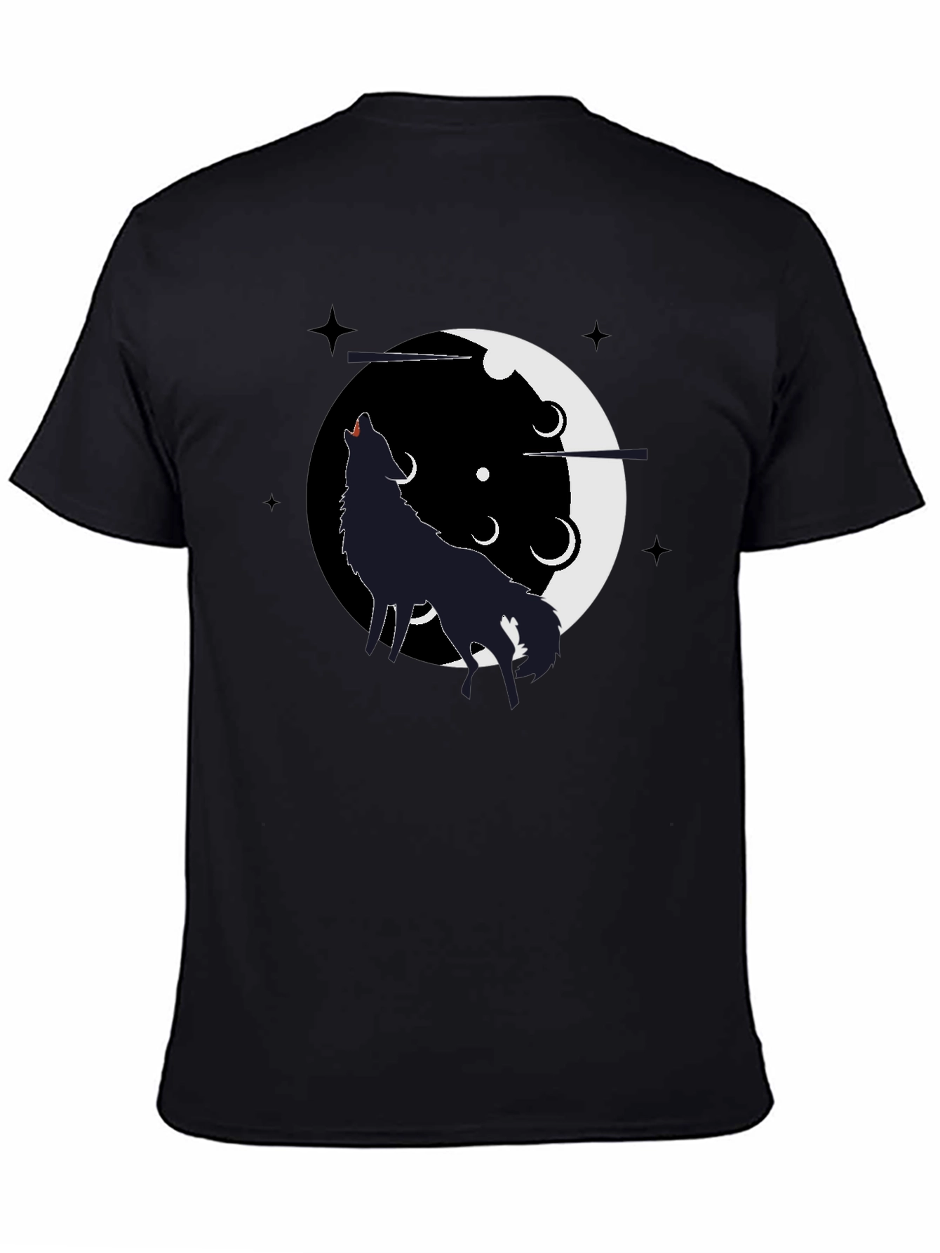 Wolf Howling Moon T-Shirt - Black Graphic Tee