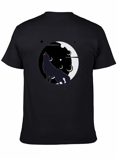 Wolf Howling Moon T-Shirt - Black Graphic Tee