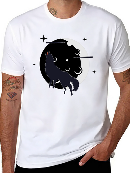 Wolf Howling Moon T-Shirt - Black Graphic Tee