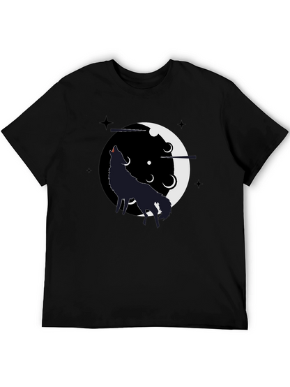Wolf Howling Moon T-Shirt - Black Graphic Tee