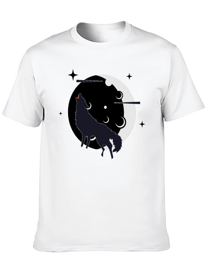 Wolf Howling Moon T-Shirt - Black Graphic Tee