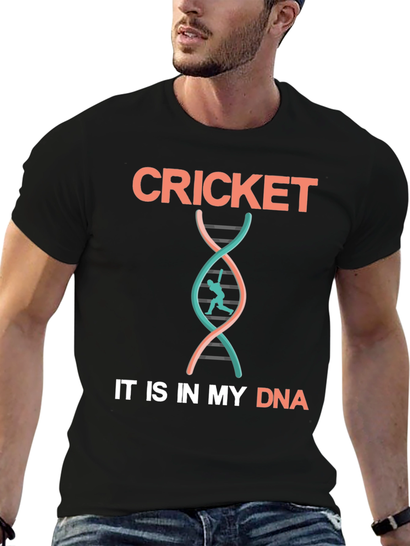 Cricket DNA T-Shirt - Black Cotton Tee