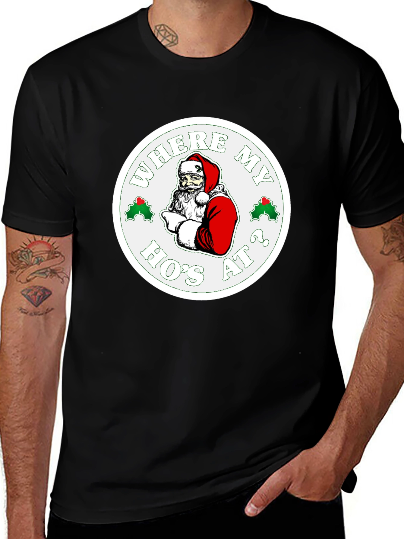 Where My Hos At? Santa Graphic T-Shirt