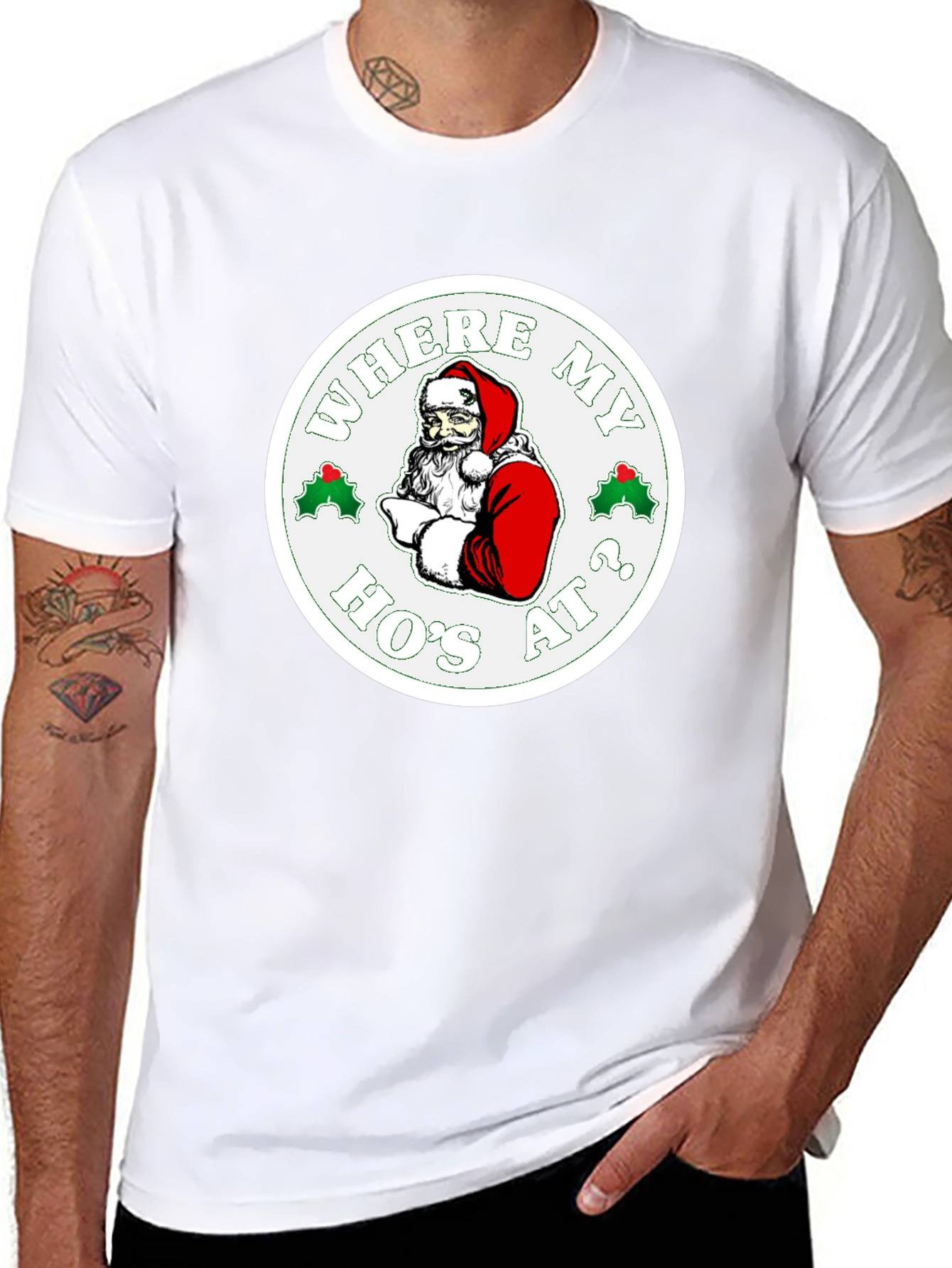 Where My Hos At? Santa Graphic T-Shirt