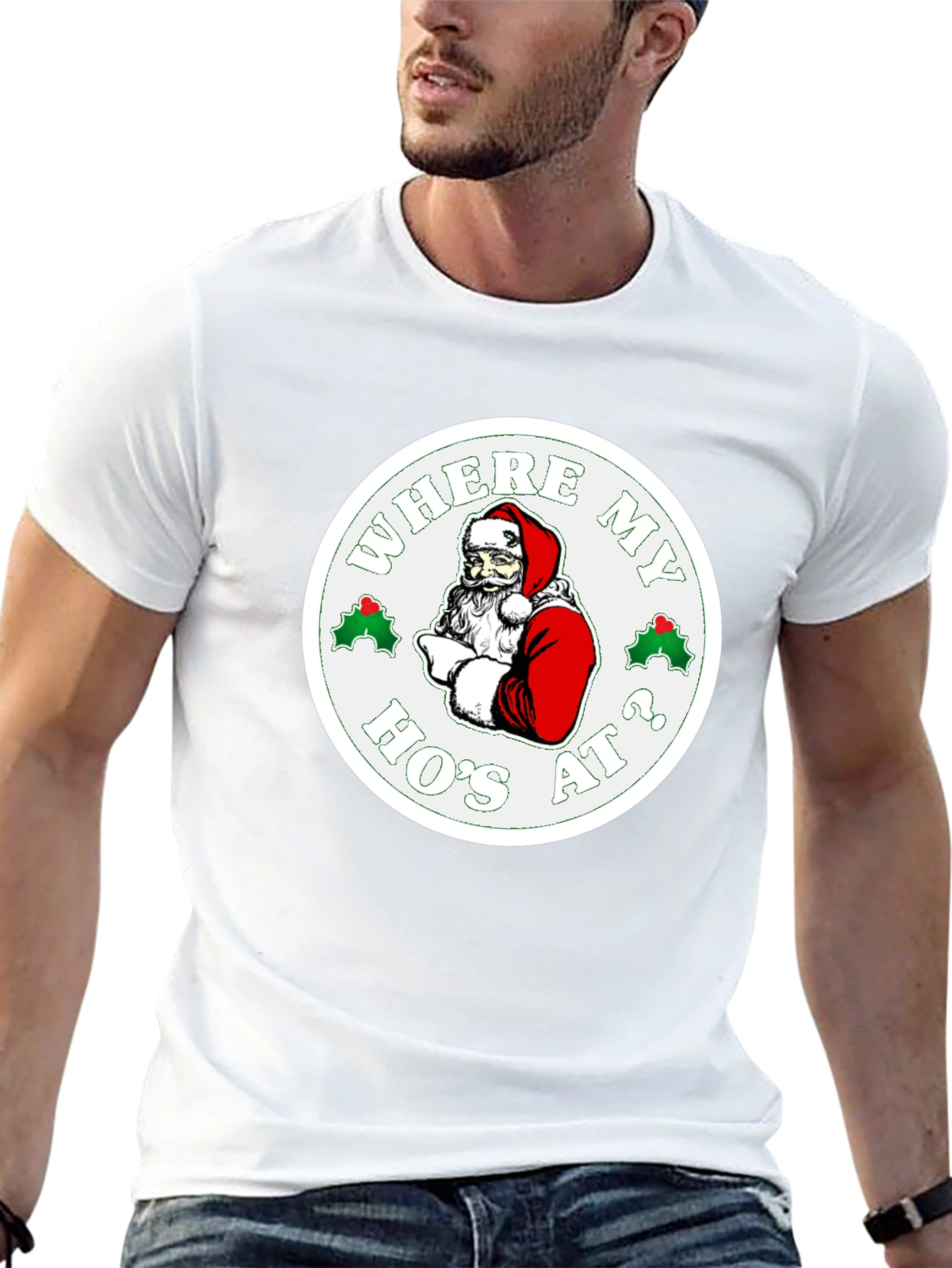 Where My Hos At? Santa Graphic T-Shirt