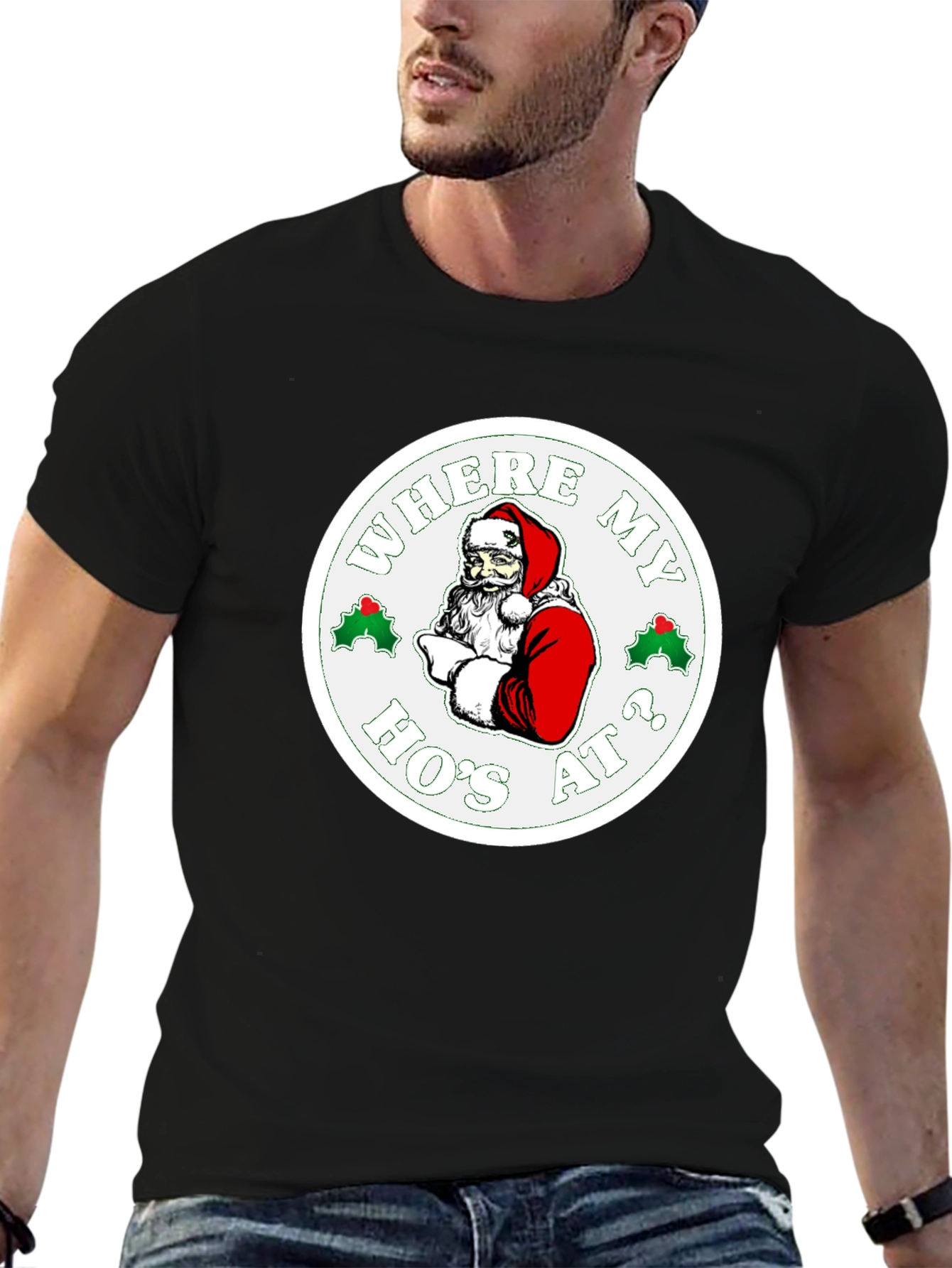 Where My Hos At? Santa Graphic T-Shirt