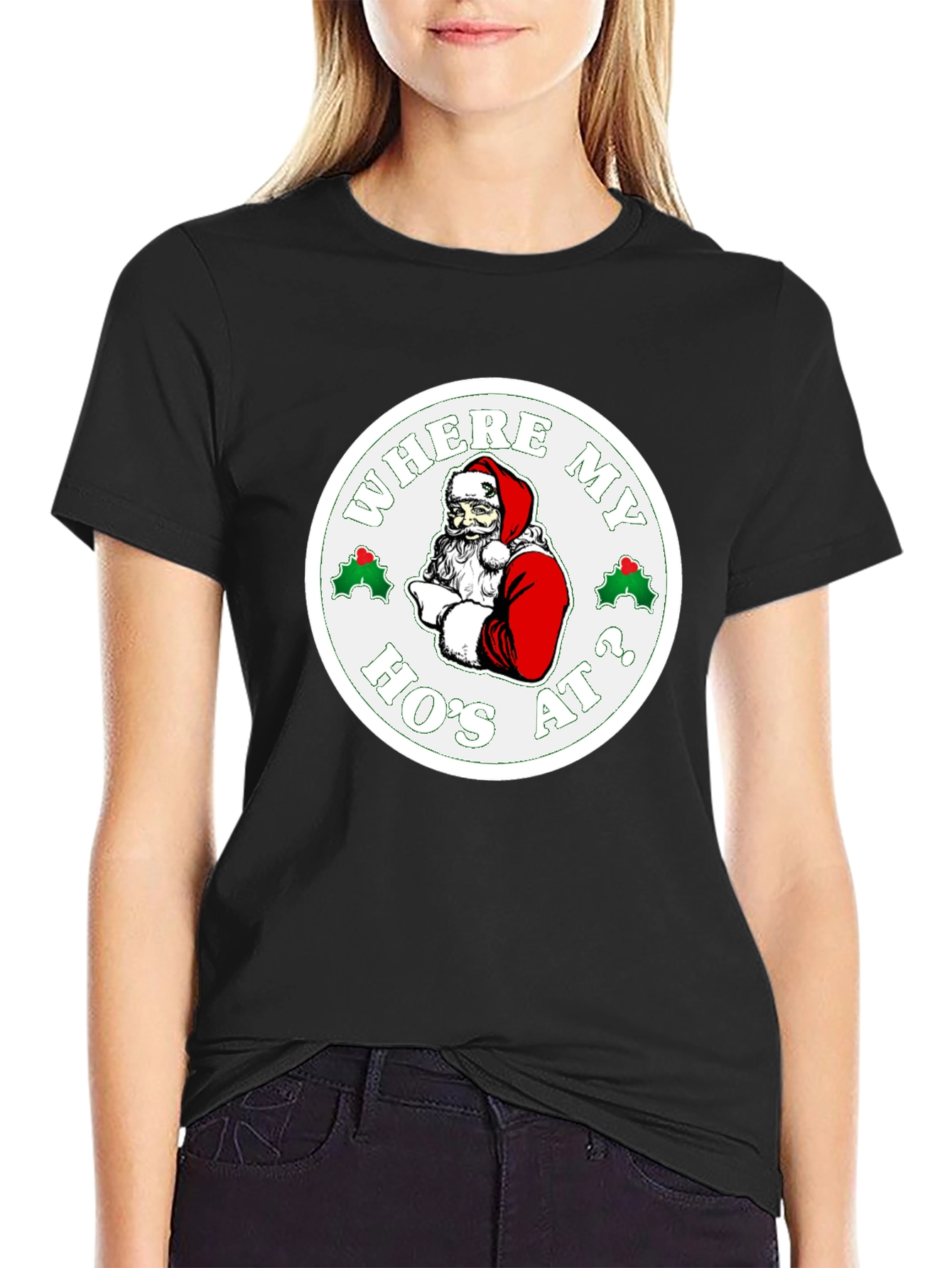 Where My Hos At? Santa Graphic T-Shirt