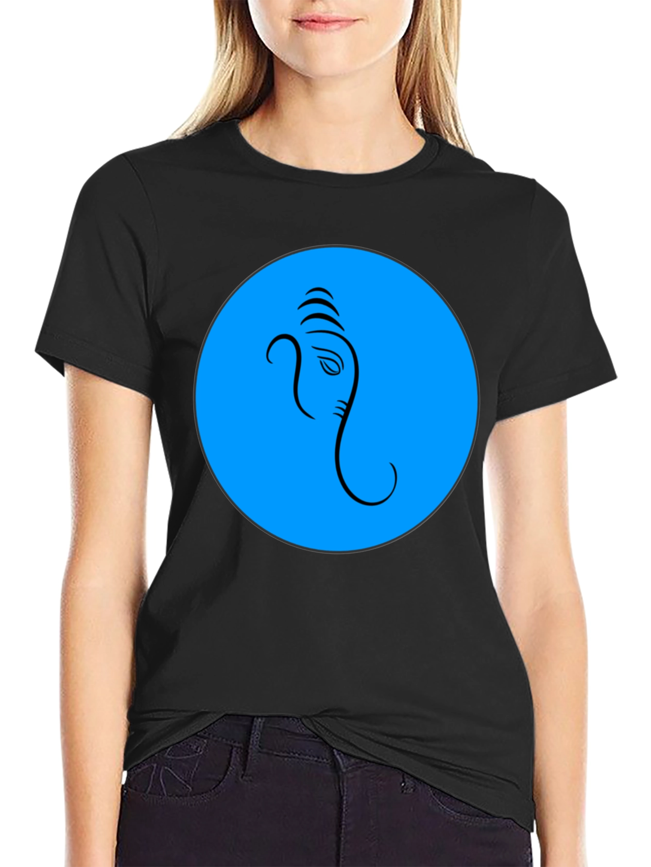 Ganesh Graphic T-Shirt - Blue Circle Design