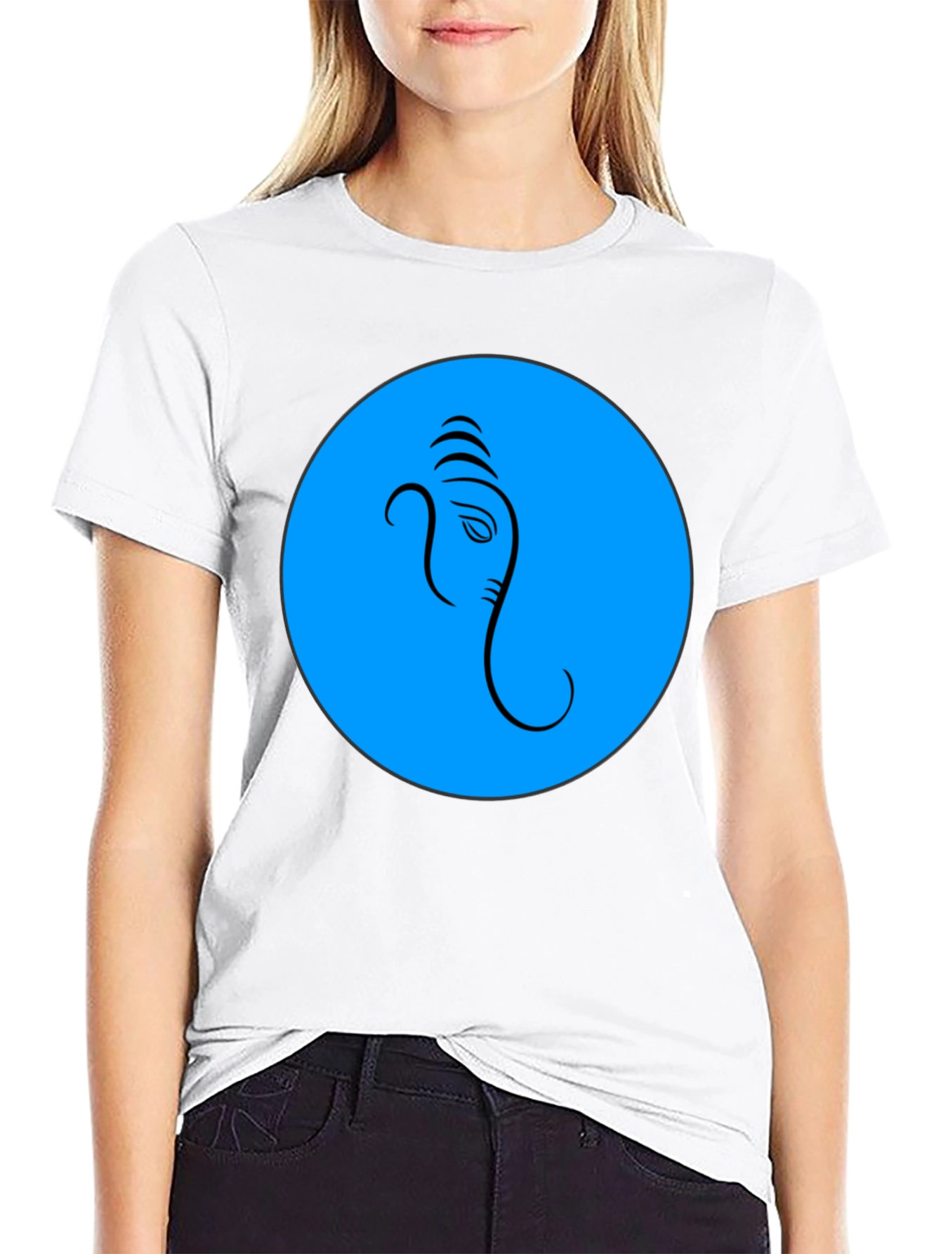 Ganesh Graphic T-Shirt - Blue Circle Design