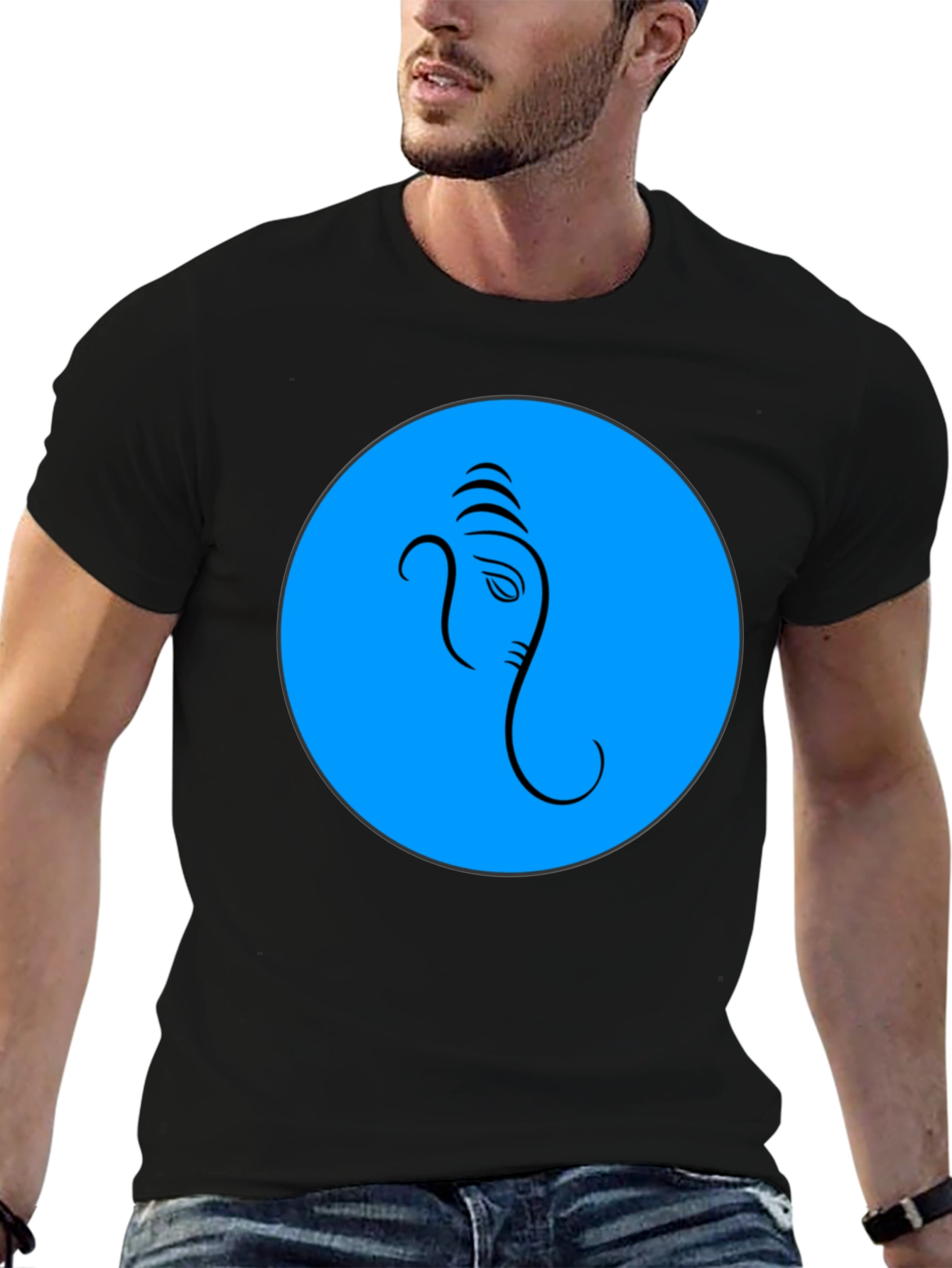 Ganesh Graphic T-Shirt - Blue Circle Design