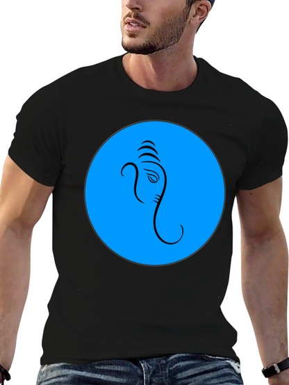 Ganesh Graphic T-Shirt - Blue Circle Design