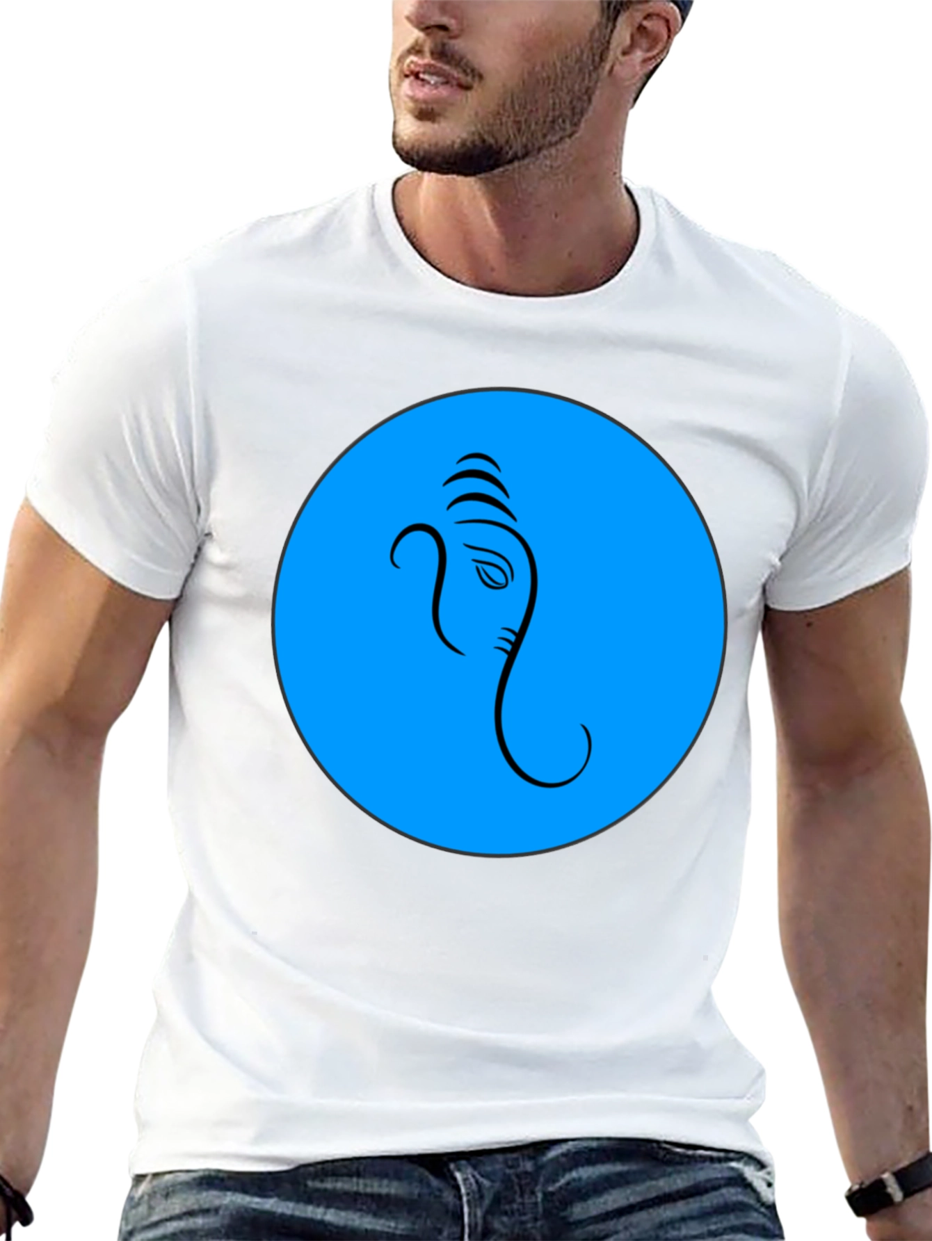 Ganesh Graphic T-Shirt - Blue Circle Design