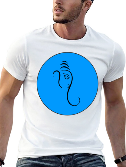 Ganesh Graphic T-Shirt - Blue Circle Design