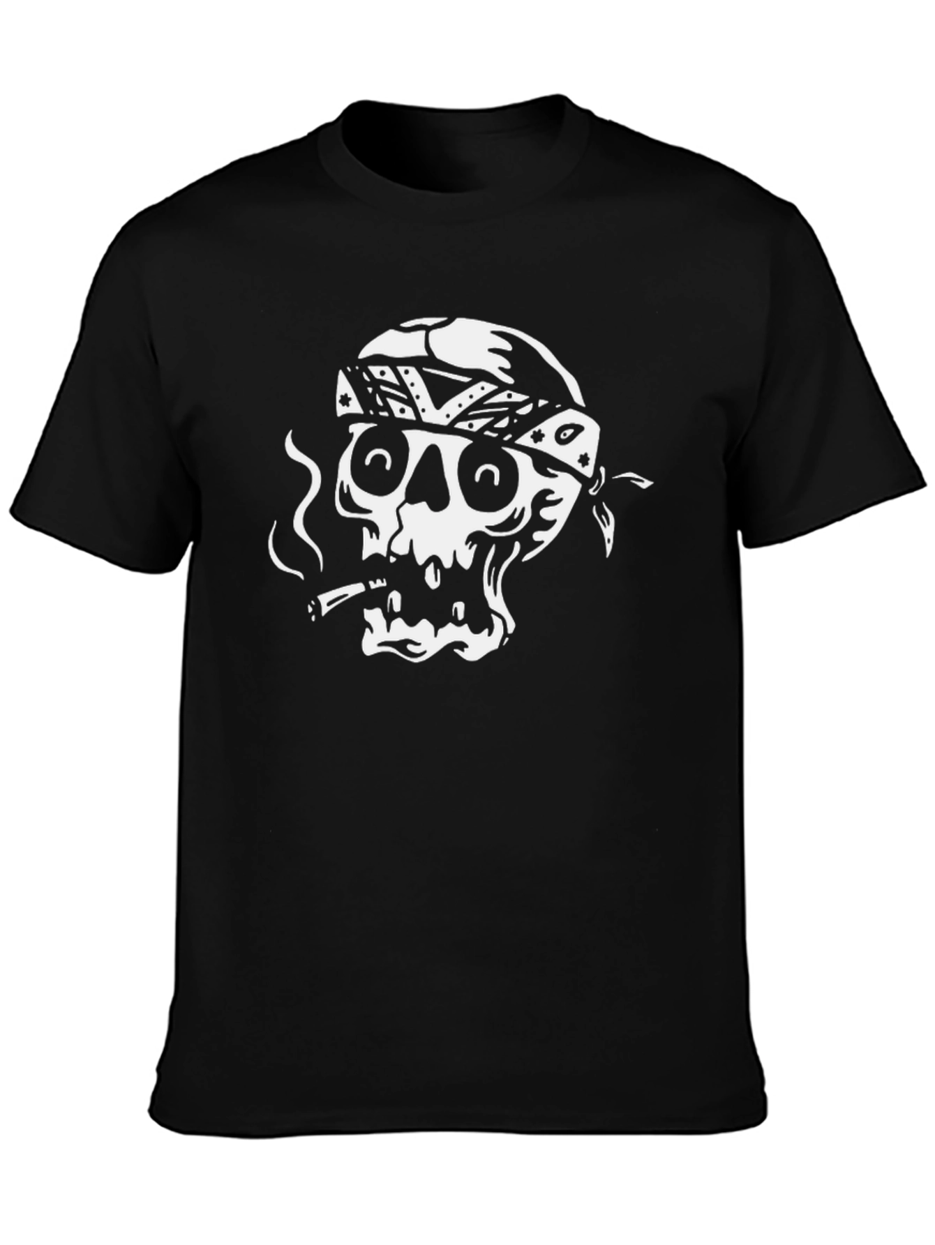 Skull Bandana Graphic Tee - Black