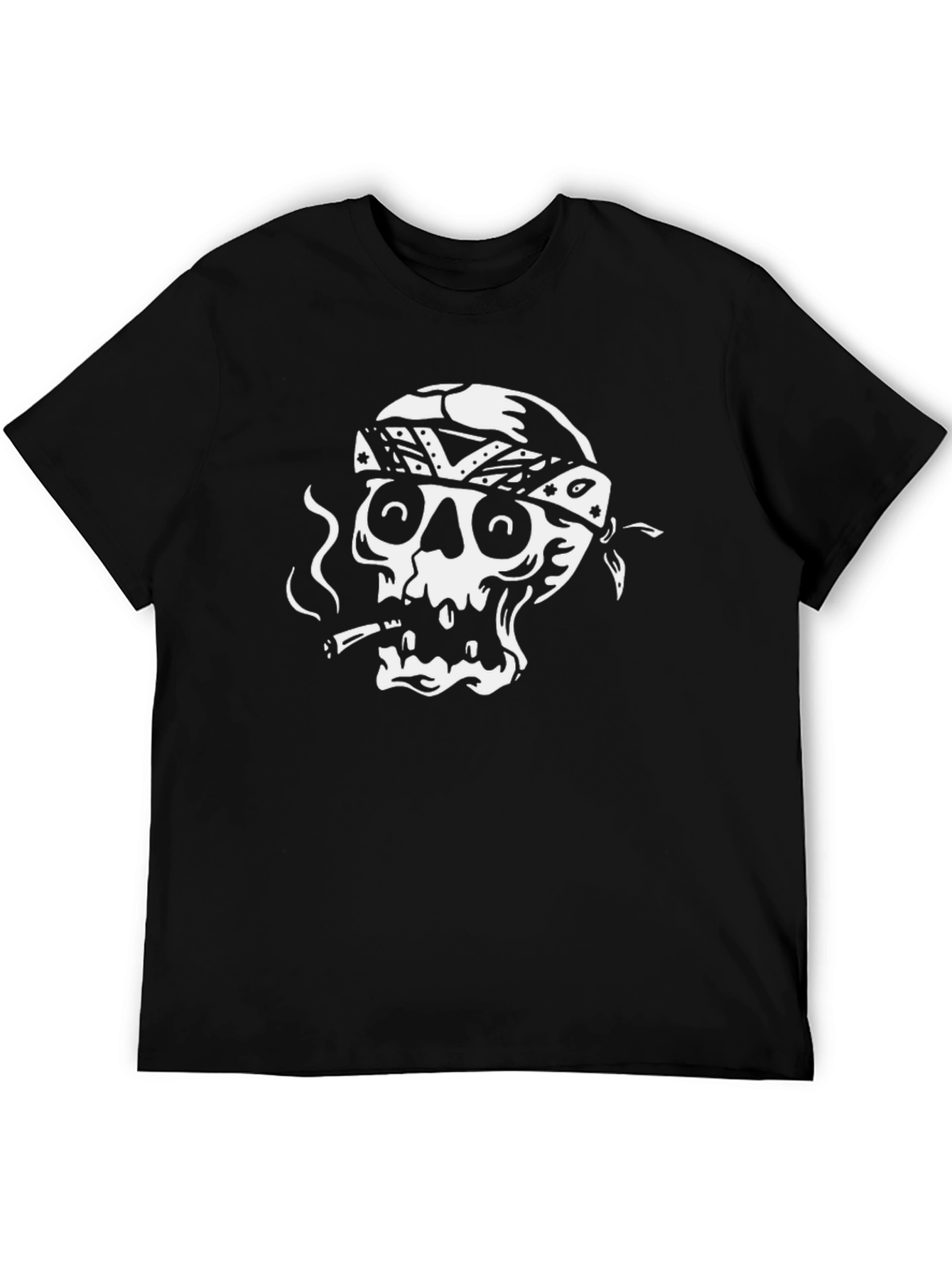 Skull Bandana Graphic Tee - Black