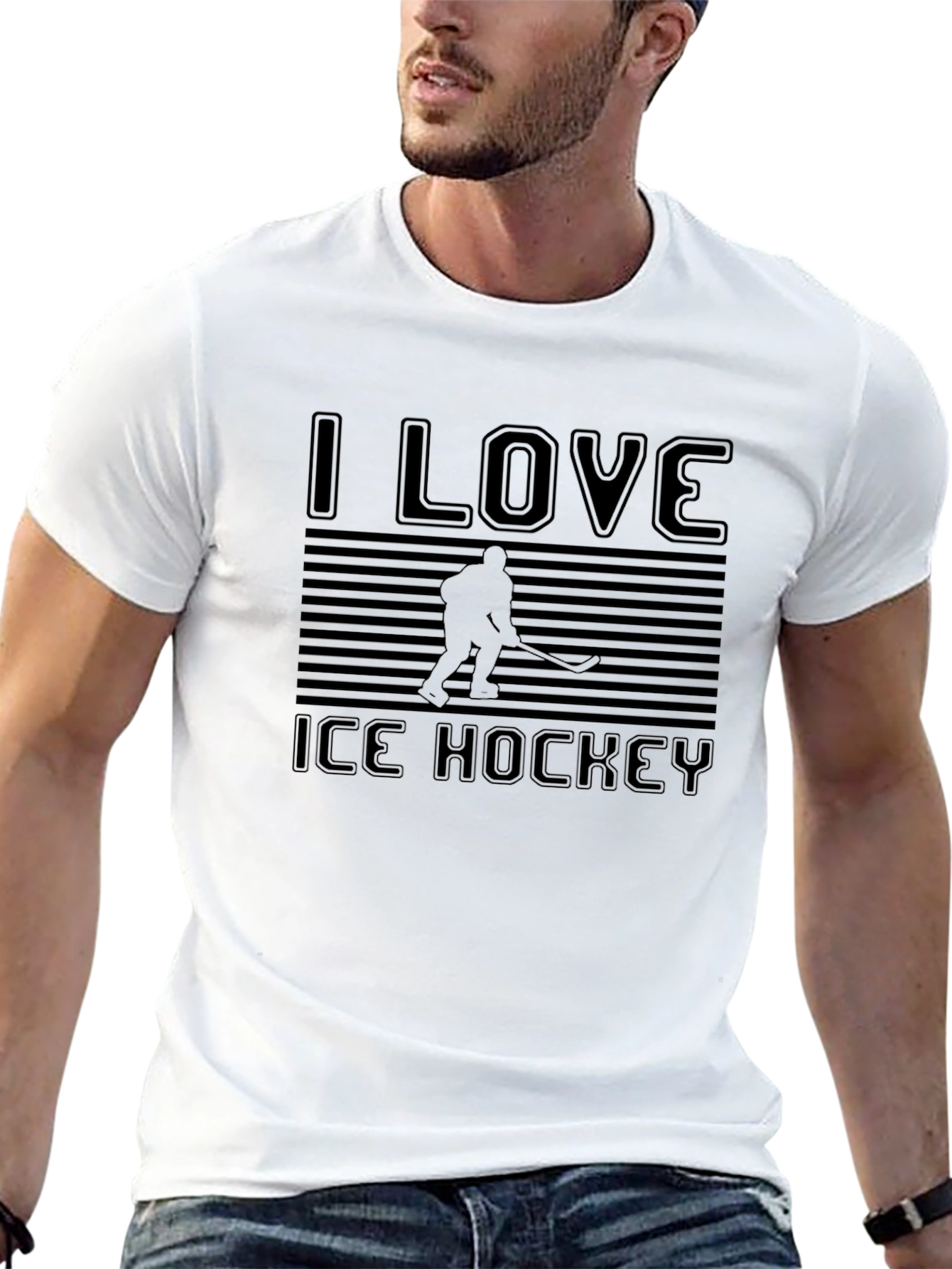I Love Ice Hockey Black T-Shirt