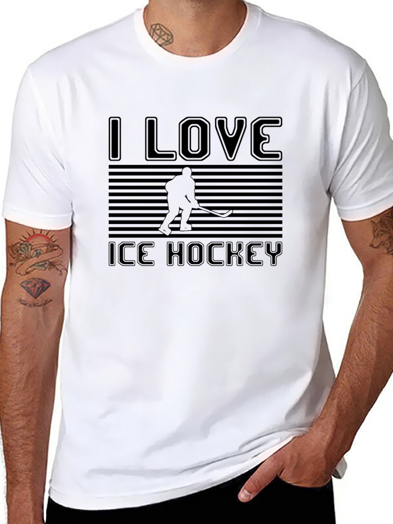 I Love Ice Hockey Black T-Shirt