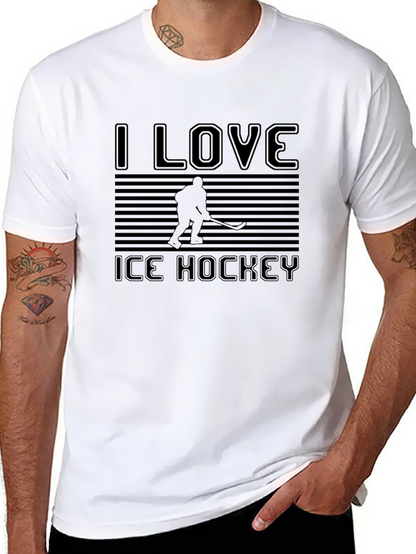I Love Ice Hockey Black T-Shirt