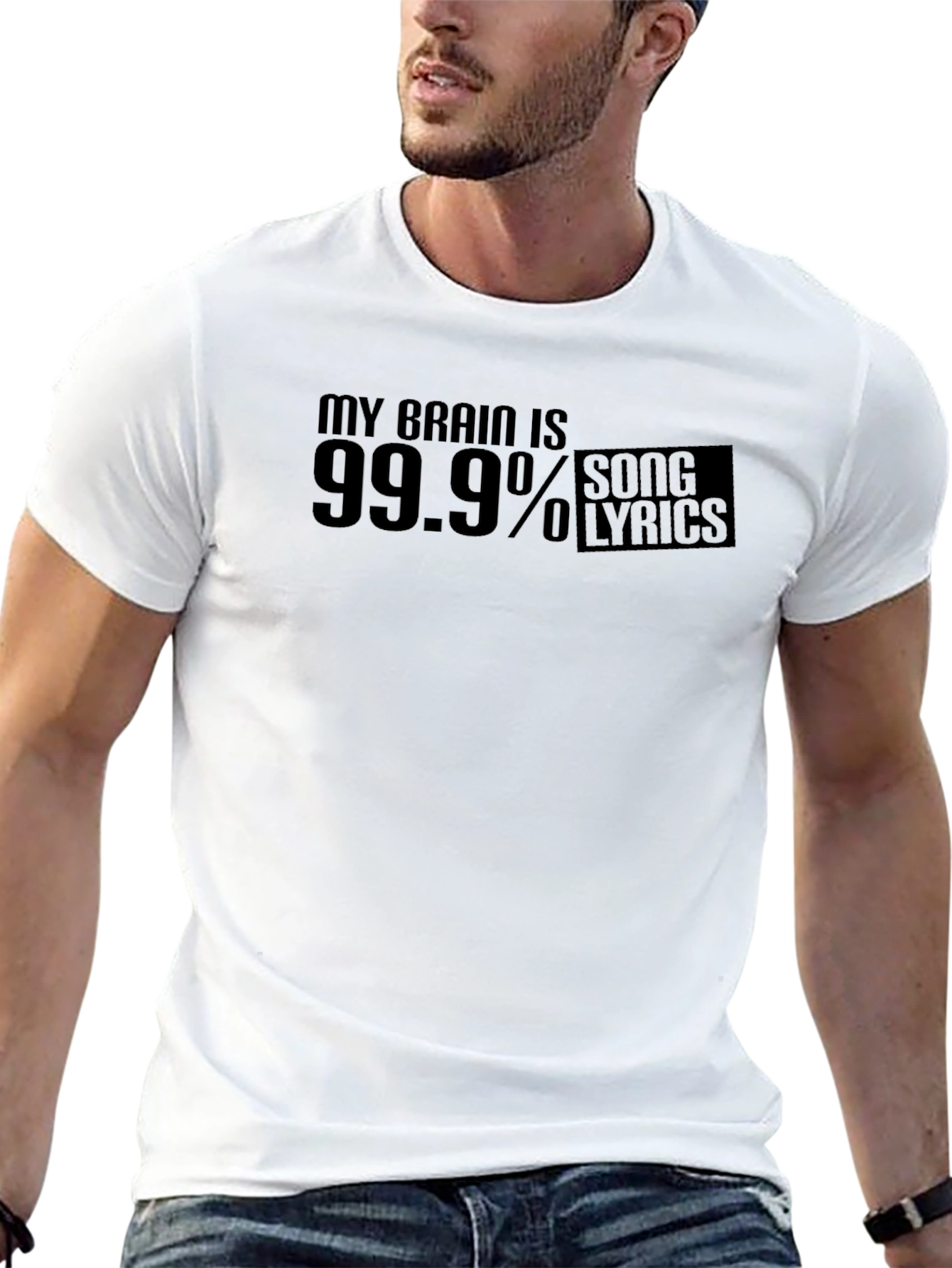 My Brain Is 99.9% Song Lyrics Black T-Shirt