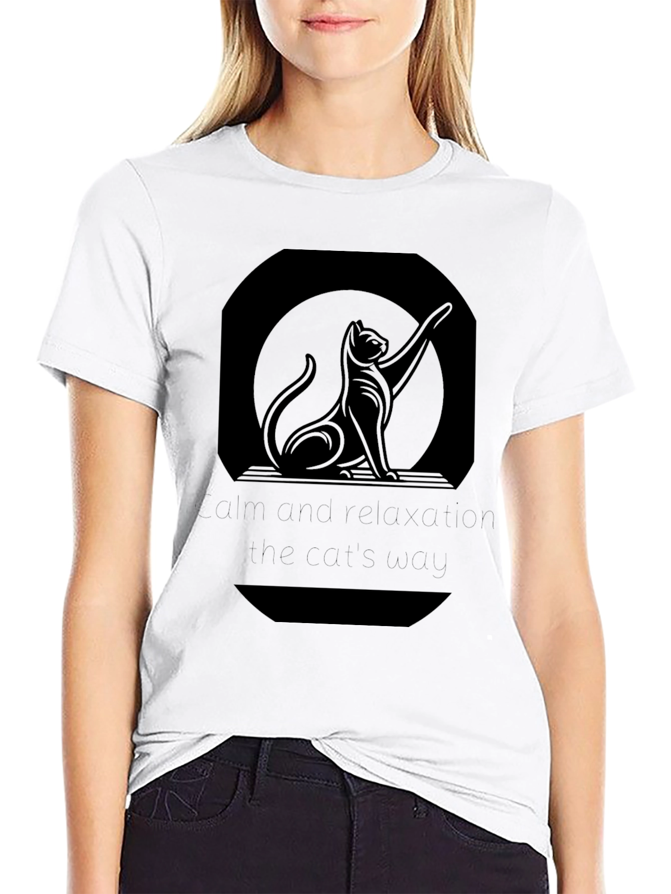 Sleek Black Cat Silhouette Graphic Tee