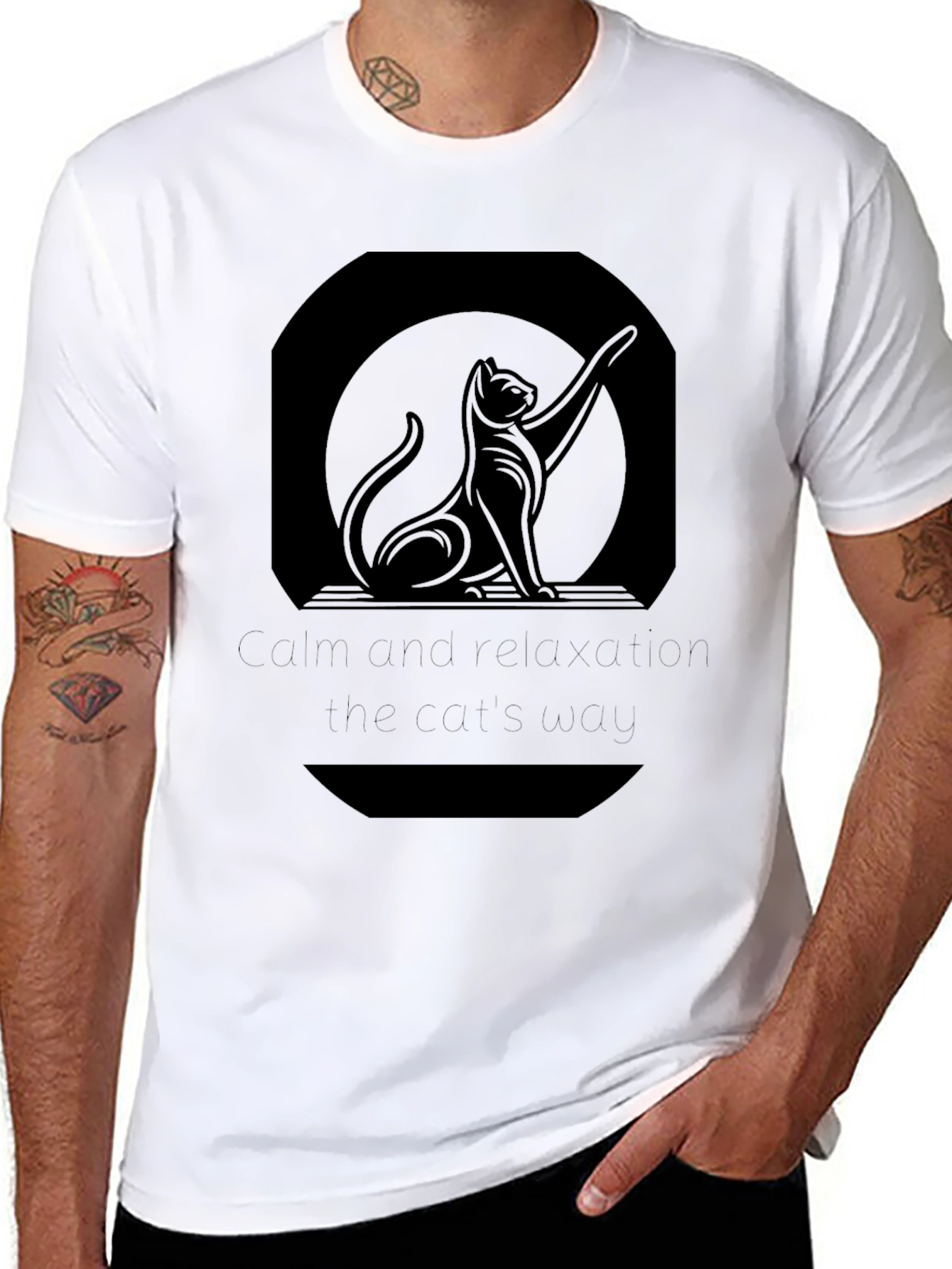 Sleek Black Cat Silhouette Graphic Tee