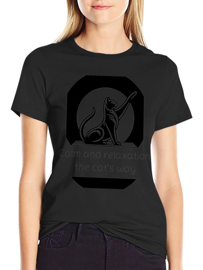 Sleek Black Cat Silhouette Graphic Tee
