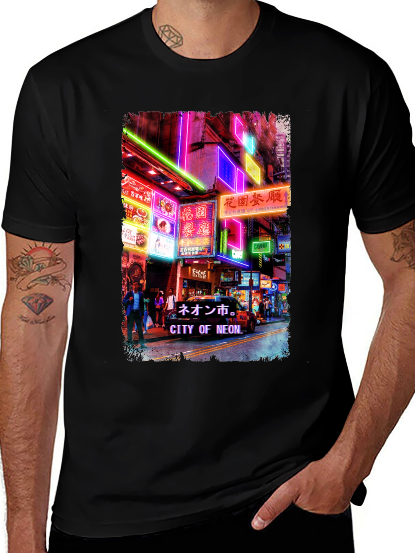 Neon City Graphic Tee - Black T-Shirt