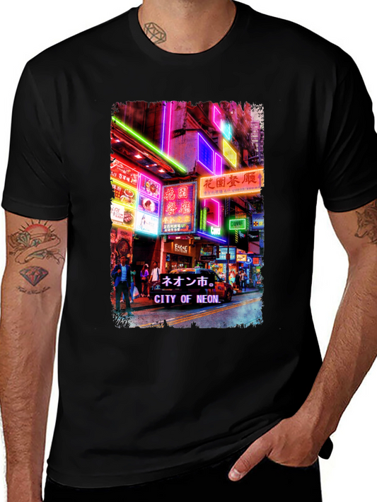 Neon City Graphic Tee - Black T-Shirt