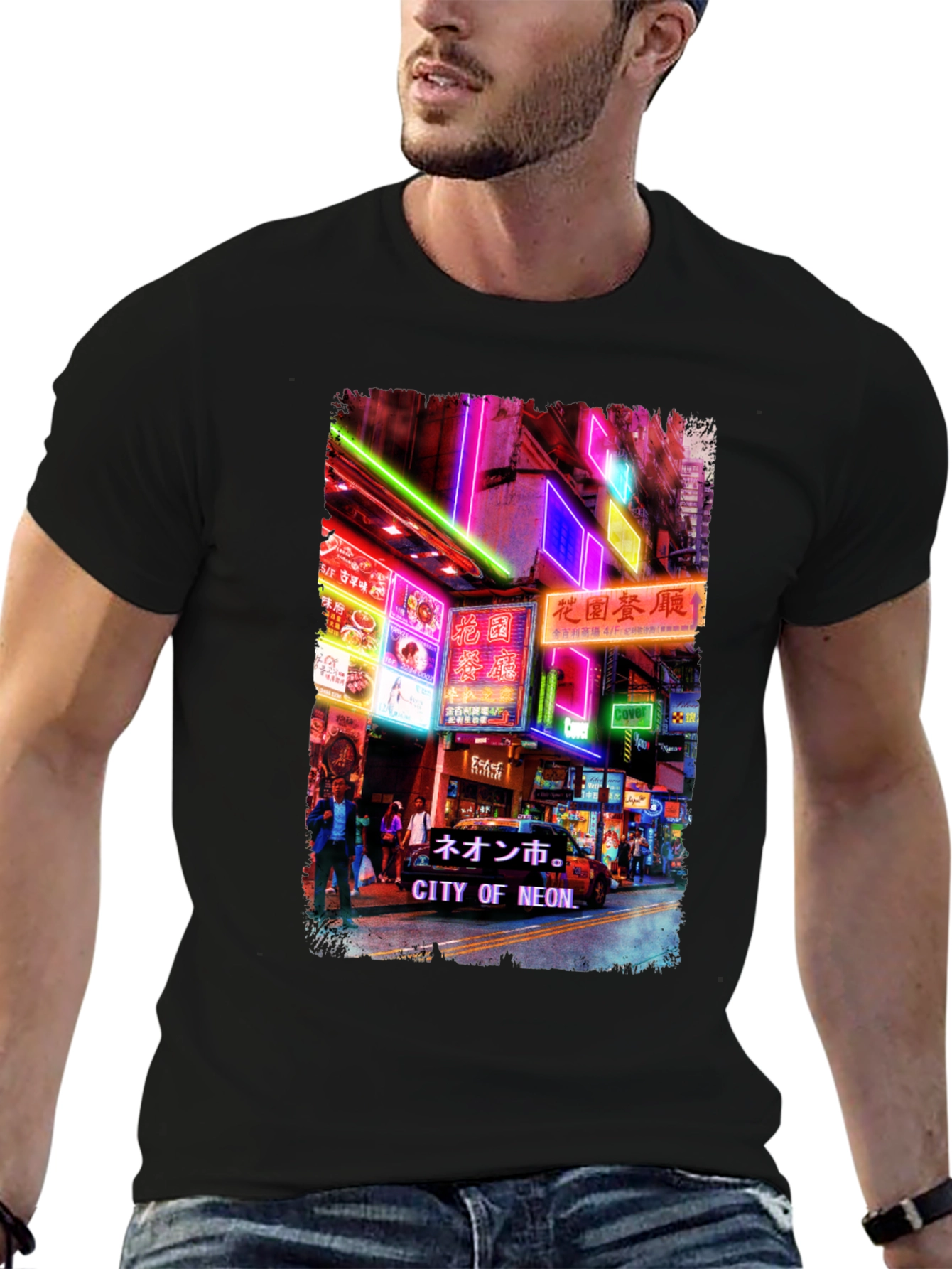 Neon City Graphic Tee - Black T-Shirt