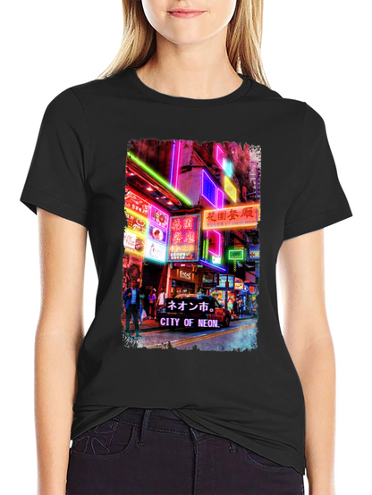 Neon City Graphic Tee - Black T-Shirt