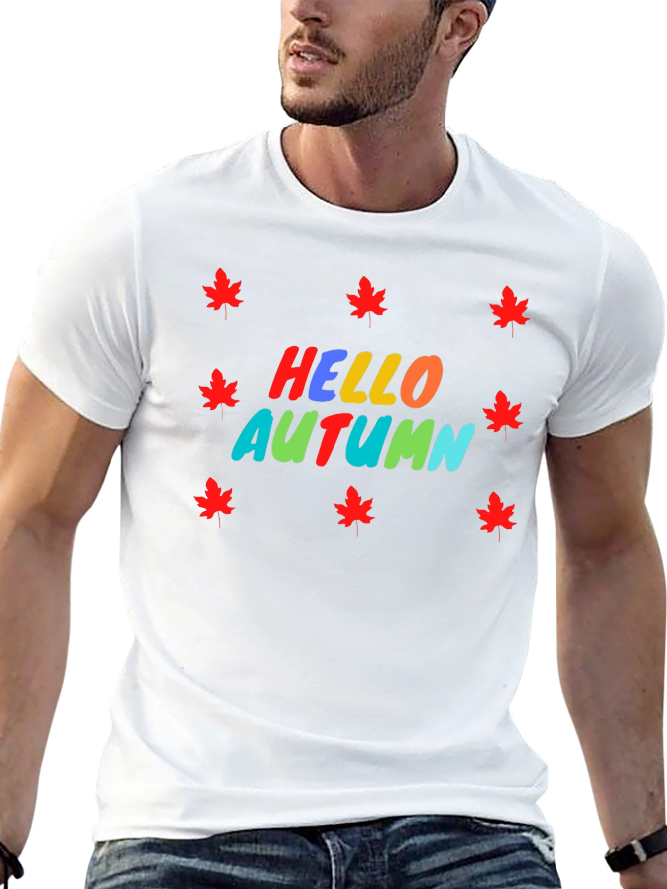 Hello Autumn Maple Leaf Graphic Tee