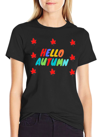Hello Autumn Maple Leaf Graphic Tee