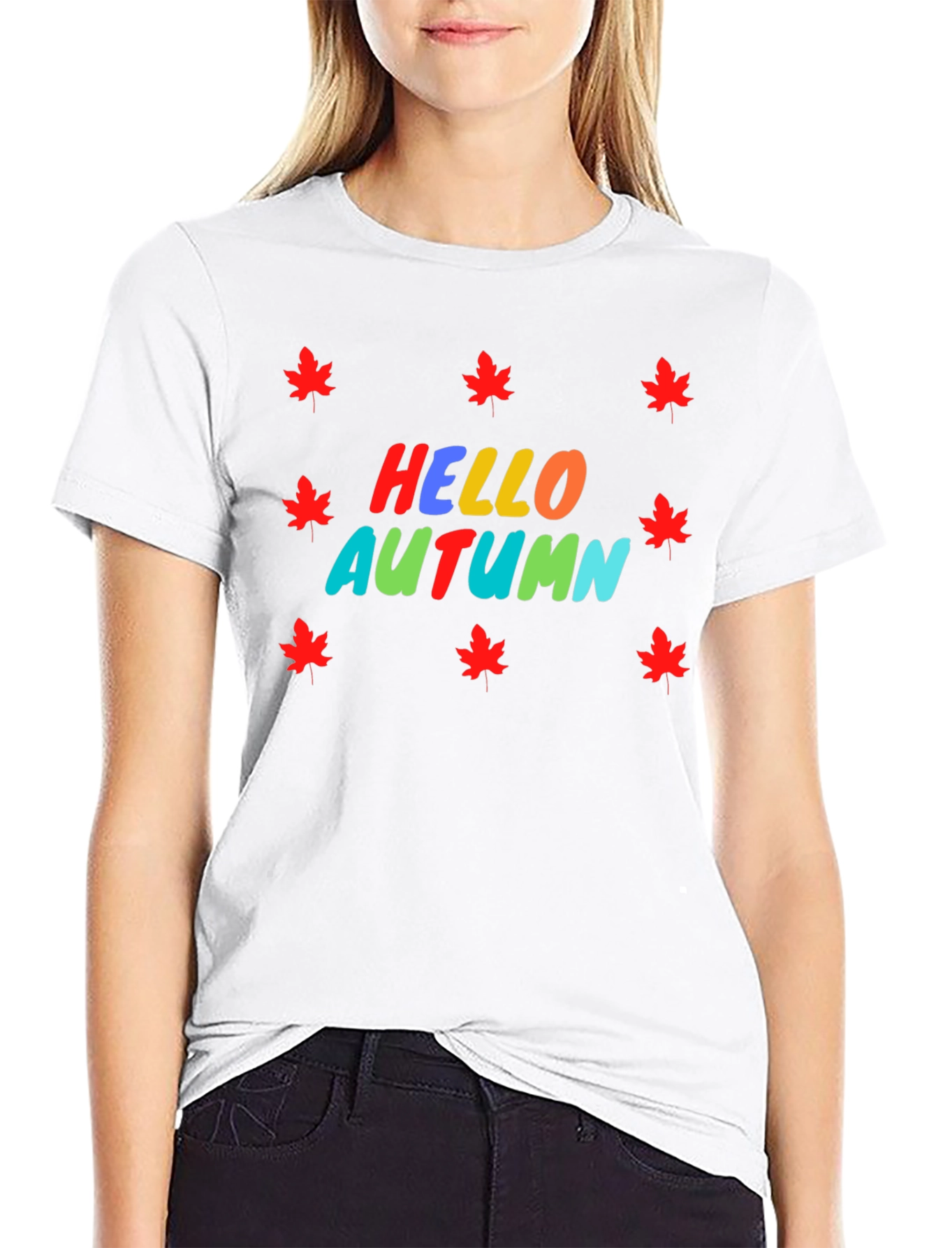 Hello Autumn Maple Leaf Graphic Tee