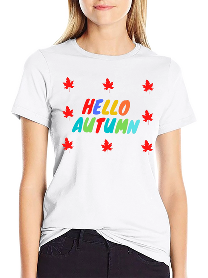Hello Autumn Maple Leaf Graphic Tee
